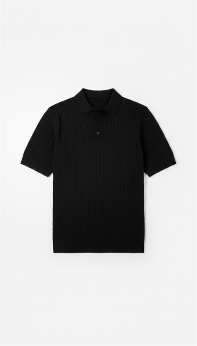 Örgü Desenli Polo Yaka Tişört