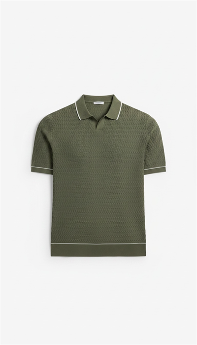 Örgü Desenli Triko Polo Yaka Tişört
