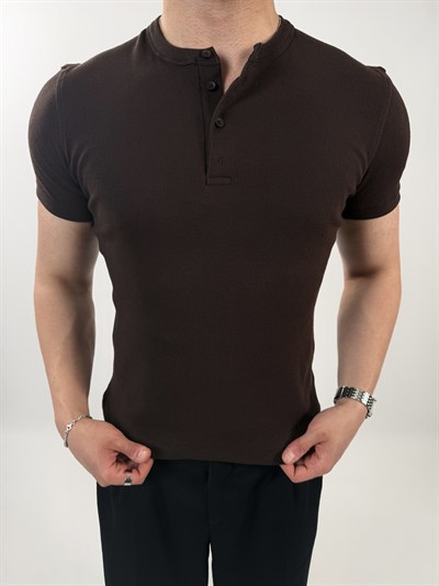 Ribanalı Henley Yaka Tişört