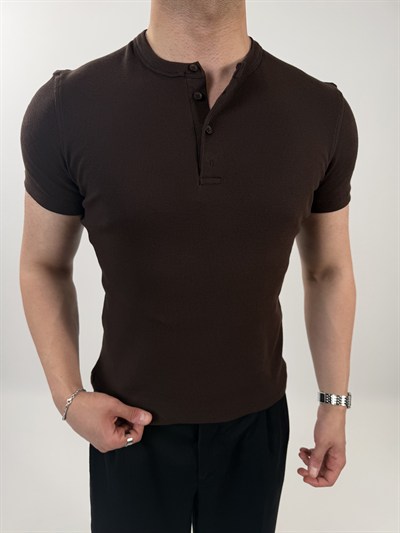 Ribanalı Henley Yaka Tişört