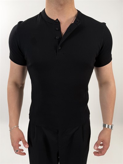 Ribanalı Henley Yaka Tişört