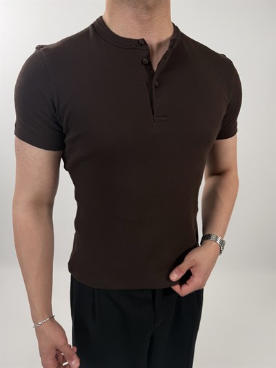 Ribanalı Henley Yaka Tişört