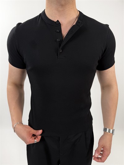 Ribanalı Henley Yaka Tişört