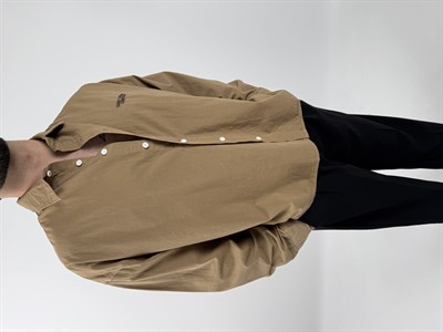 Yazı Detaylı Oversize Pamuklu Gömlek