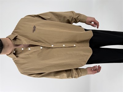 Yazı Detaylı Oversize Pamuklu Gömlek