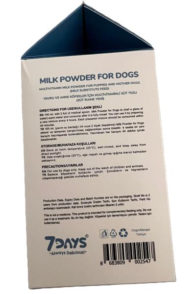 7 Days Yavru Ve Anne Köpekler İçin Multivitaminli Süt Tozu 200 Gram