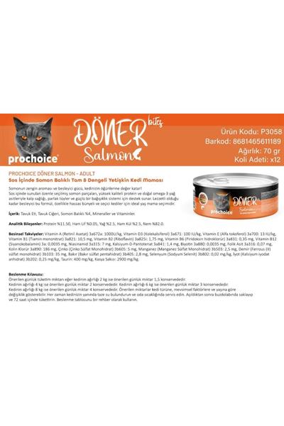 Döner Bites Somonlu Yetişkin Kedi Konservesi 70 GR