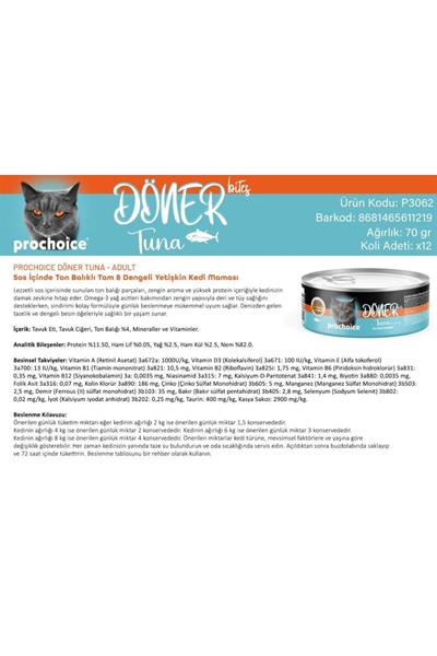 Döner Bites Ton Balık Yetişkin Kedi Konservesi 70 GR