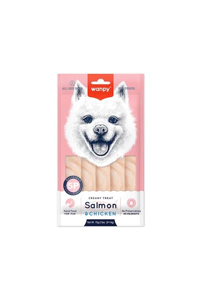 Krema Somonlu ve Tavuklu Sıvı Köpek Ödülü 1 Adet-5x14 Gr