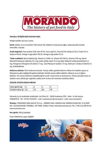 Mıglıorgatto Yetişkin Kedi Maması-tavuklu 400 gr - Croquettes Chıcken