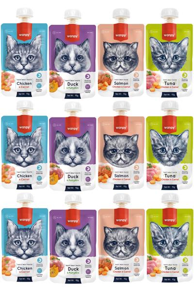 Tasty Meat Paste Taze Sıvı Kedi Ödül Maması Karışık 90gr - 12 Adet