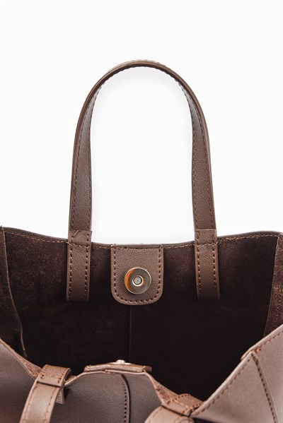 Acı Kahve Bucket Form Esintili City Çanta