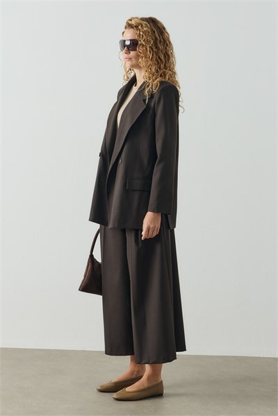 Acı Kahve Multi Cep Detaylı Kruvaze Blazer