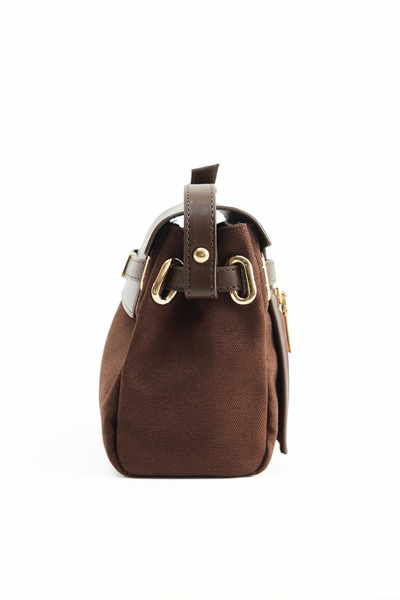 Acı Kahve Kanvas Deri Çapraz Çanta