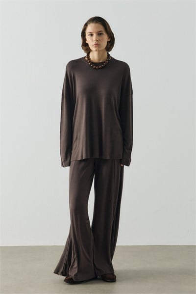 Acı Kahve Oversize Uzun Kol Basic Body