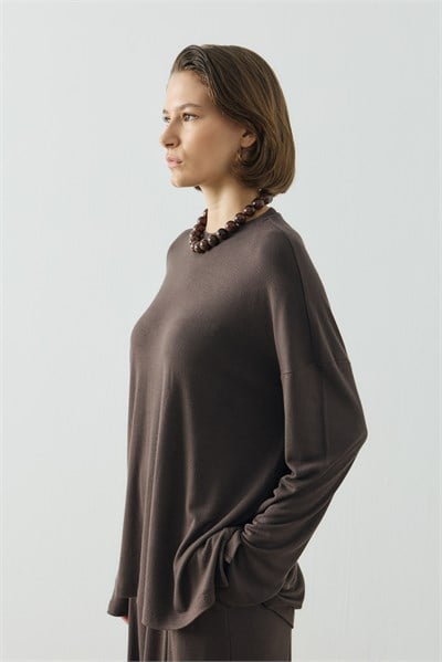 Acı Kahve Oversize Uzun Kol Basic Body