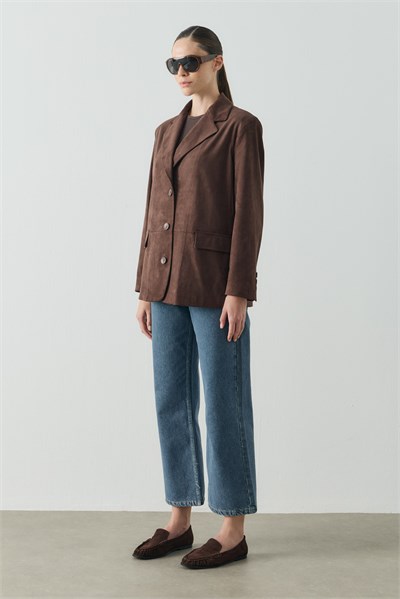 Acı Kahve Regular Fit Süet Blazer