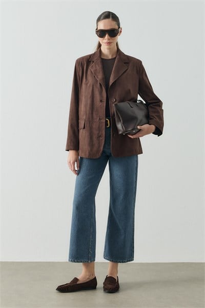 Acı Kahve Regular Fit Süet Blazer
