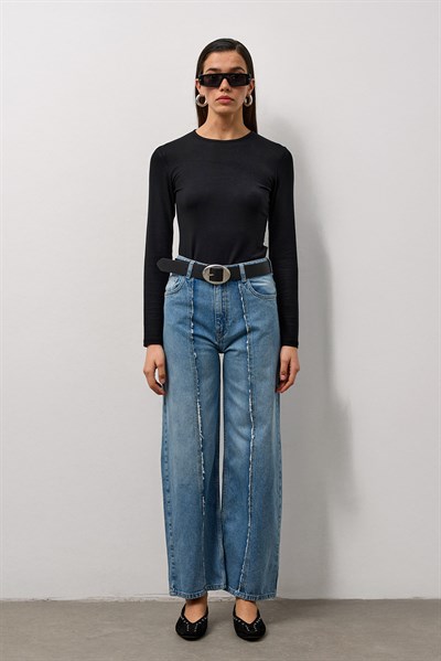 Açık Mavi Mom Fit Yüksek Bel Jean