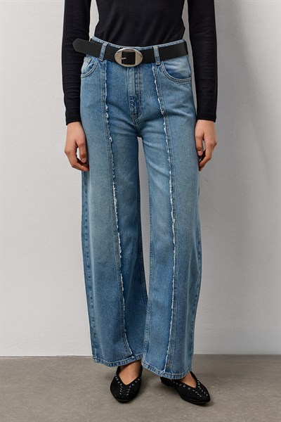 Açık Mavi Mom Fit Yüksek Bel Jean