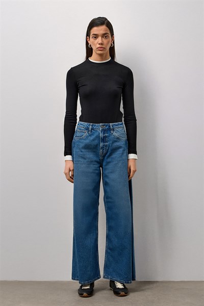 Açık Mavi Yüksek Bel Wide Leg Jean