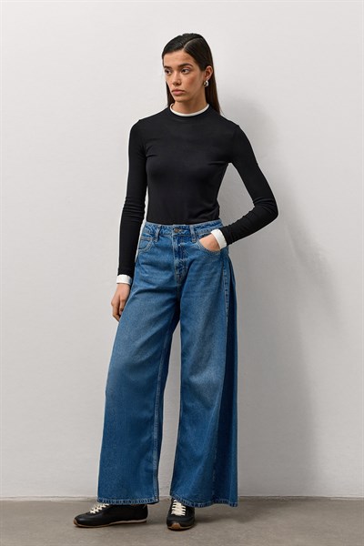 Açık Mavi Yüksek Bel Wide Leg Jean