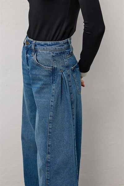 Açık Mavi Yüksek Bel Wide Leg Jean