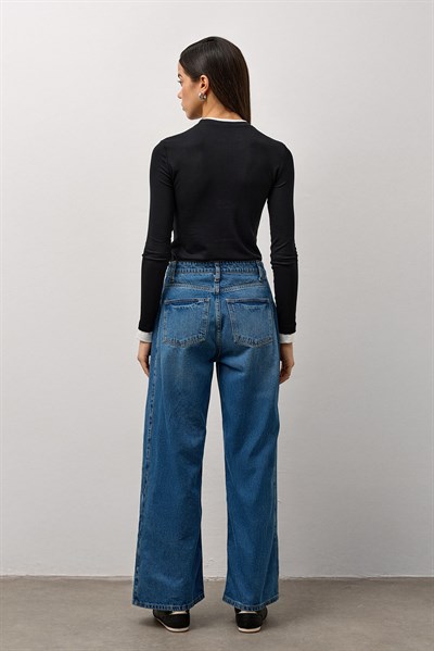 Açık Mavi Yüksek Bel Wide Leg Jean