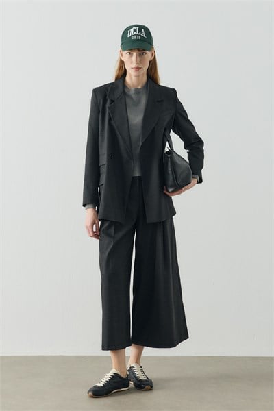 Antrasit Multi Cep Detaylı Kruvaze Blazer