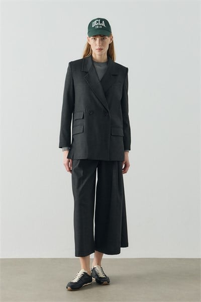 Antrasit Multi Cep Detaylı Kruvaze Blazer