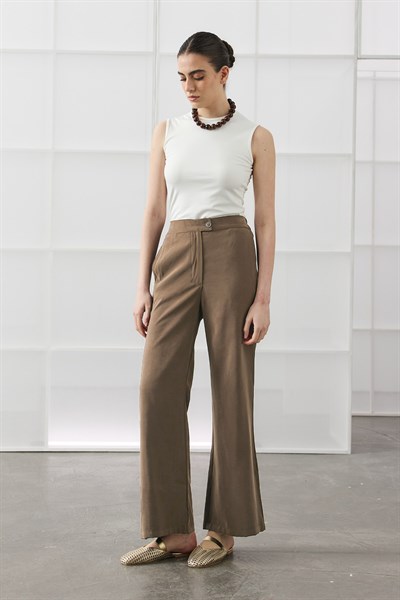 Bej Bol Paça Basic Pantolon