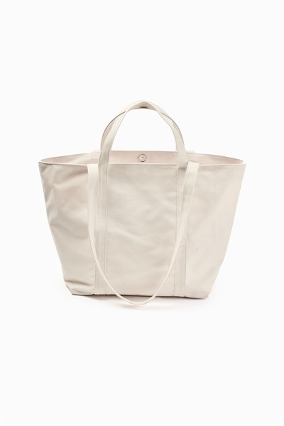 Bej Kanvas Maxi Tote Çanta