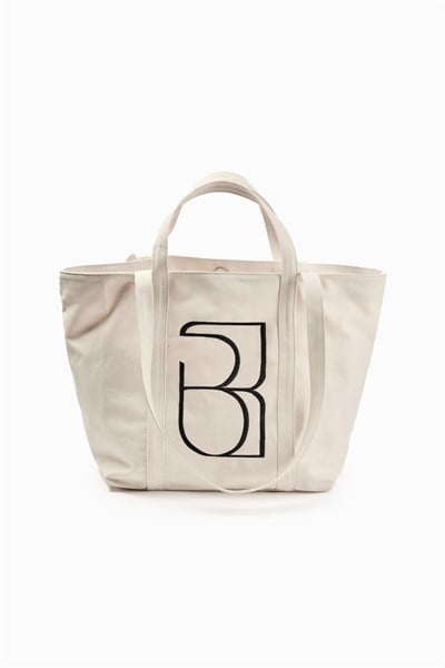 Bej Kanvas Maxi Tote Çanta