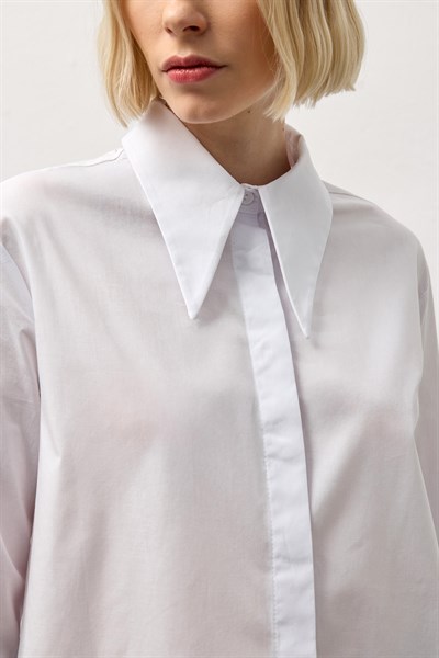 Beyaz Çift Manşetli Regular Gömlek