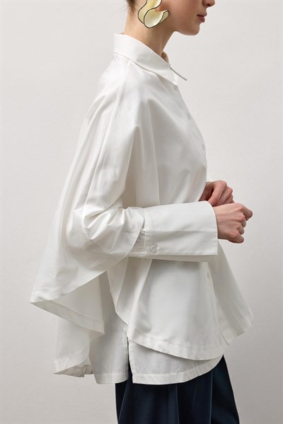 Beyaz Pelerin Poplin Gömlek