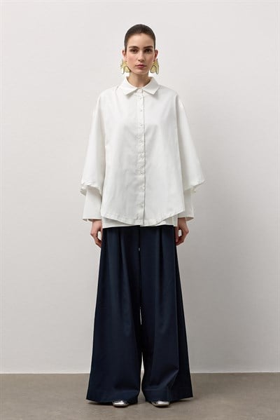 Beyaz Pelerin Poplin Gömlek