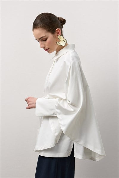 Beyaz Pelerin Poplin Gömlek