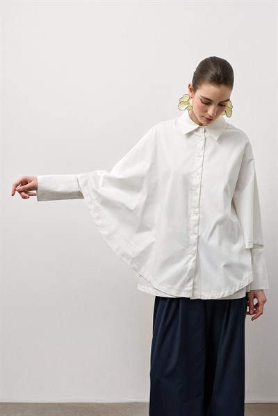 Beyaz Pelerin Poplin Gömlek