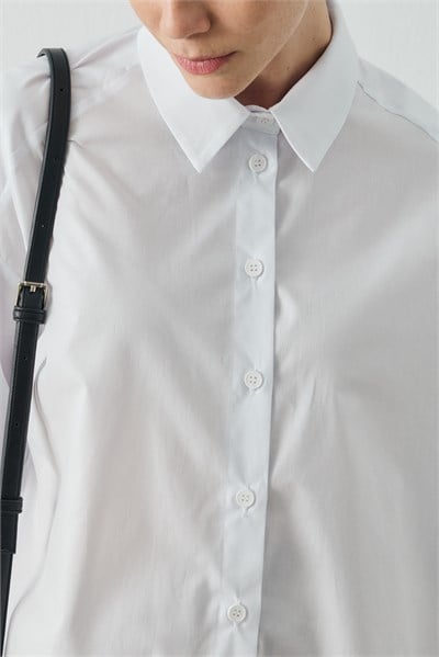 Beyaz Relaxed Fit Basic Gömlek