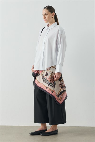 Beyaz Relaxed Fit Basic Gömlek