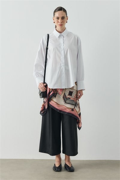 Beyaz Relaxed Fit Basic Gömlek