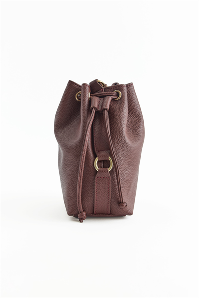 Bordo Bucket Deri Zincirli Çanta