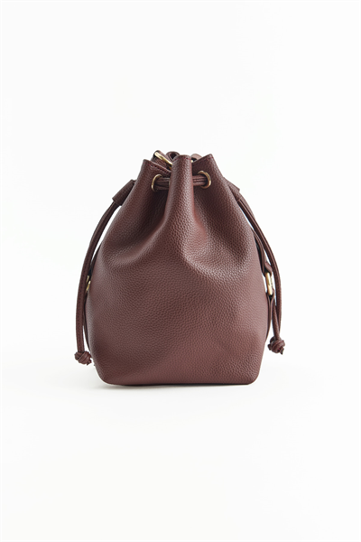 Bordo Bucket Deri Zincirli Çanta
