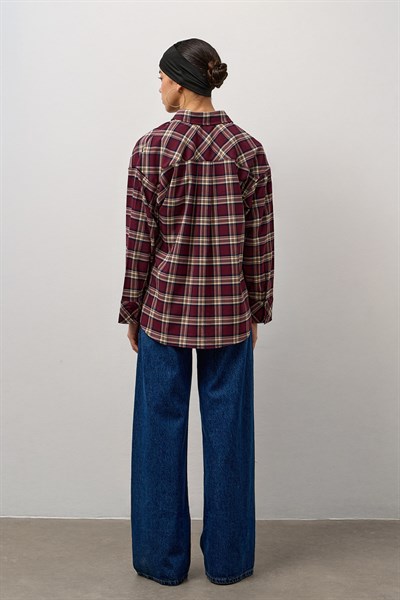 Bordo Ekose Tek Cepli Tunik