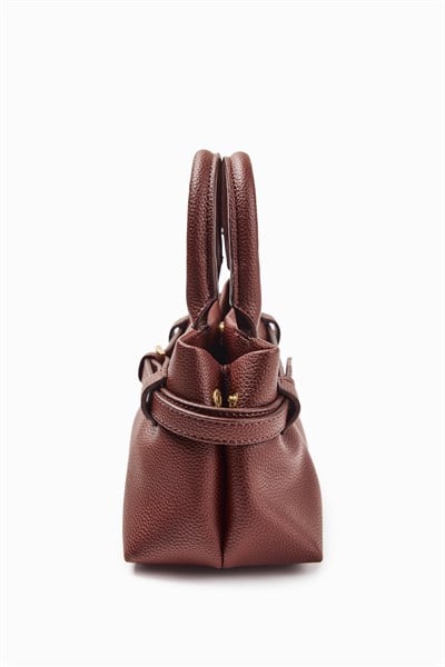 Bordo Mini Deri El Çantası