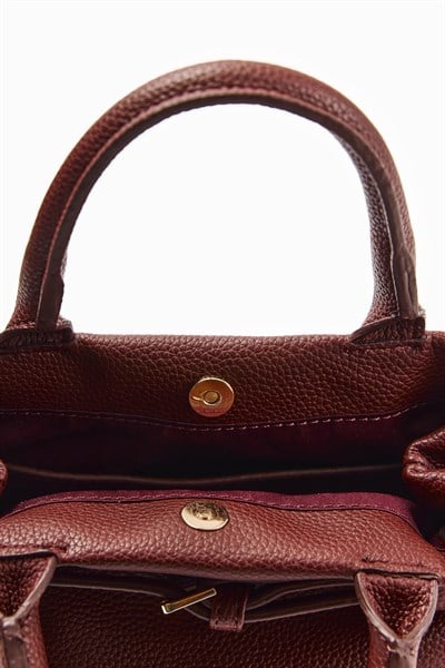 Bordo Mini Deri El Çantası