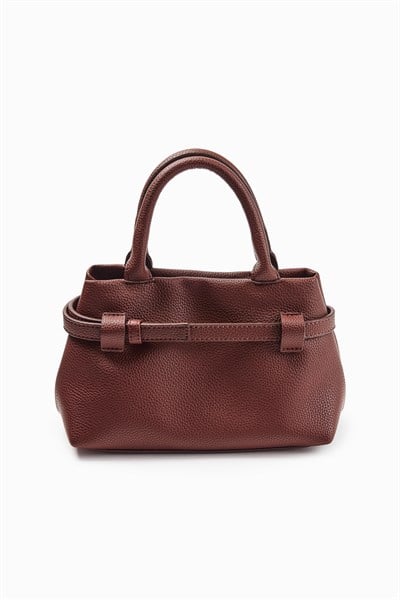 Bordo Mini Deri El Çantası