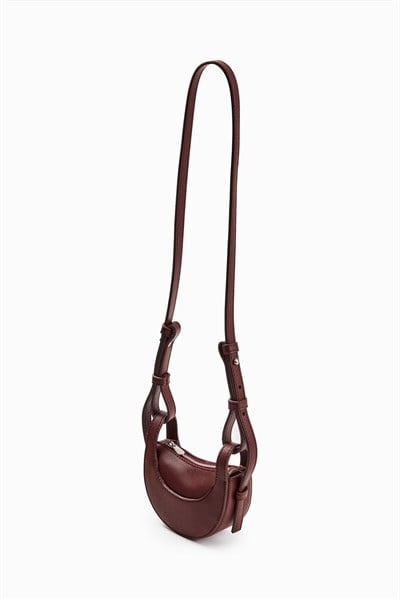 Bordo Oval Formlu Ultra Mini Çanta