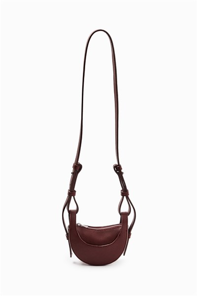 Bordo Oval Formlu Ultra Mini Çanta