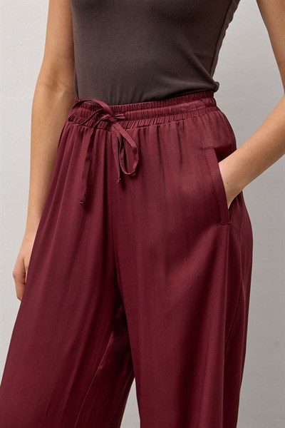 Bordo Relax Fit Bol Paça Pantolon